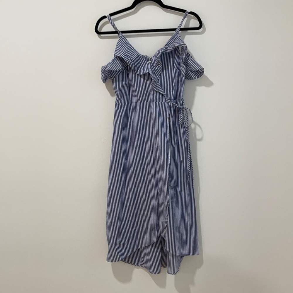 BP Stripe Ruffle Wrap Dress - Picture 4 of 8